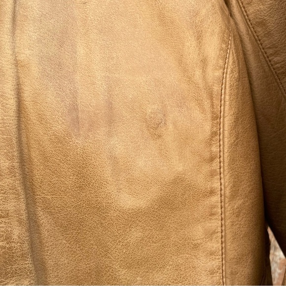 WHETBLU Women’s Tan Leather Moto Bomber Jacket Vintage Size XXL - Picture 10 of 17